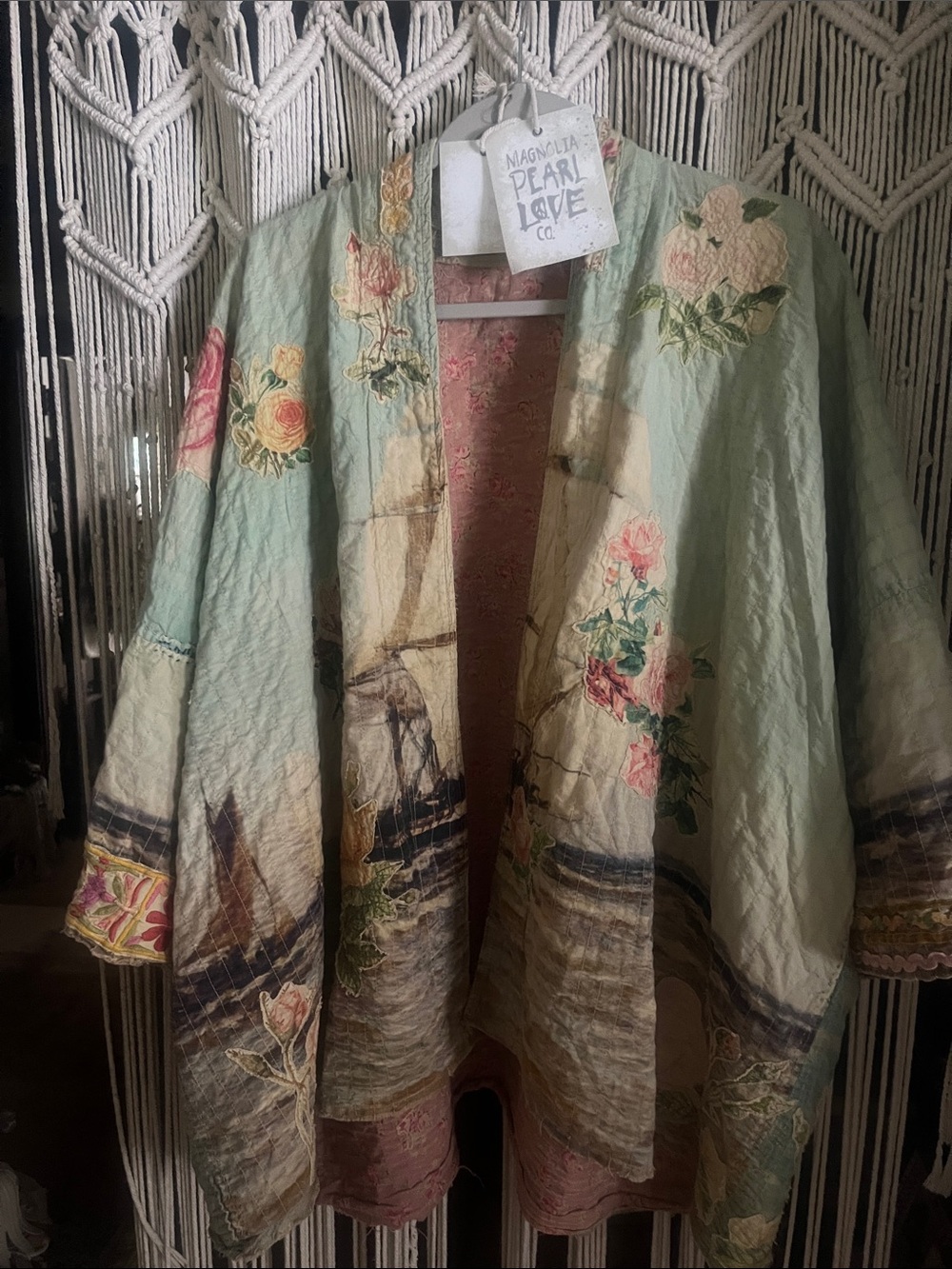 Magnolia Pearl Mint Sage Floral Kimono Jacket - Picture 6 of 16